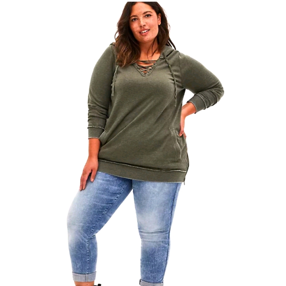 Torrid OLIVE GREEN  LACE-UP Sz 2x